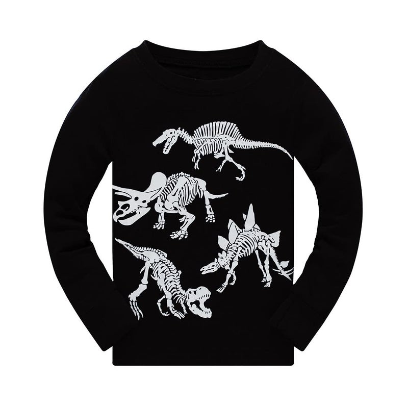 Popshion Little Boys Pajamas Sets Glow in Dark Dinosaur Sleepwear 100% Cotton Pjs 2 Piece Toddler Clothes Kids 7t - Image 4